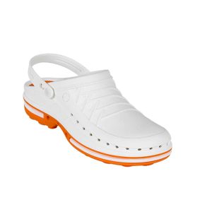 Zueco laboral CLOG blanco/naranja