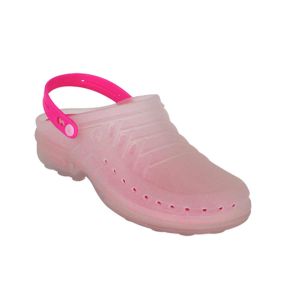 Zueco laboral CLOG transparente fucsia