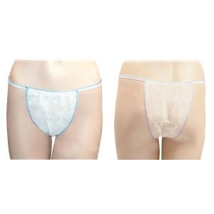 Tanga desechable mujer blanco con ribete azul  40g/m2