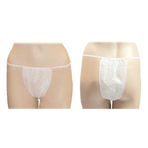 Tanga desechable mujer blanco con ribete rosa 40g/m2