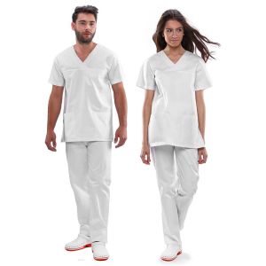 Uniforme de estética y peluquería unisex blanco Mebaline Tex